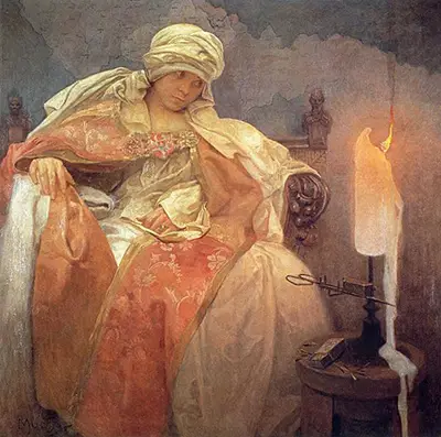 Woman with a Burning Candle Alphonse Mucha